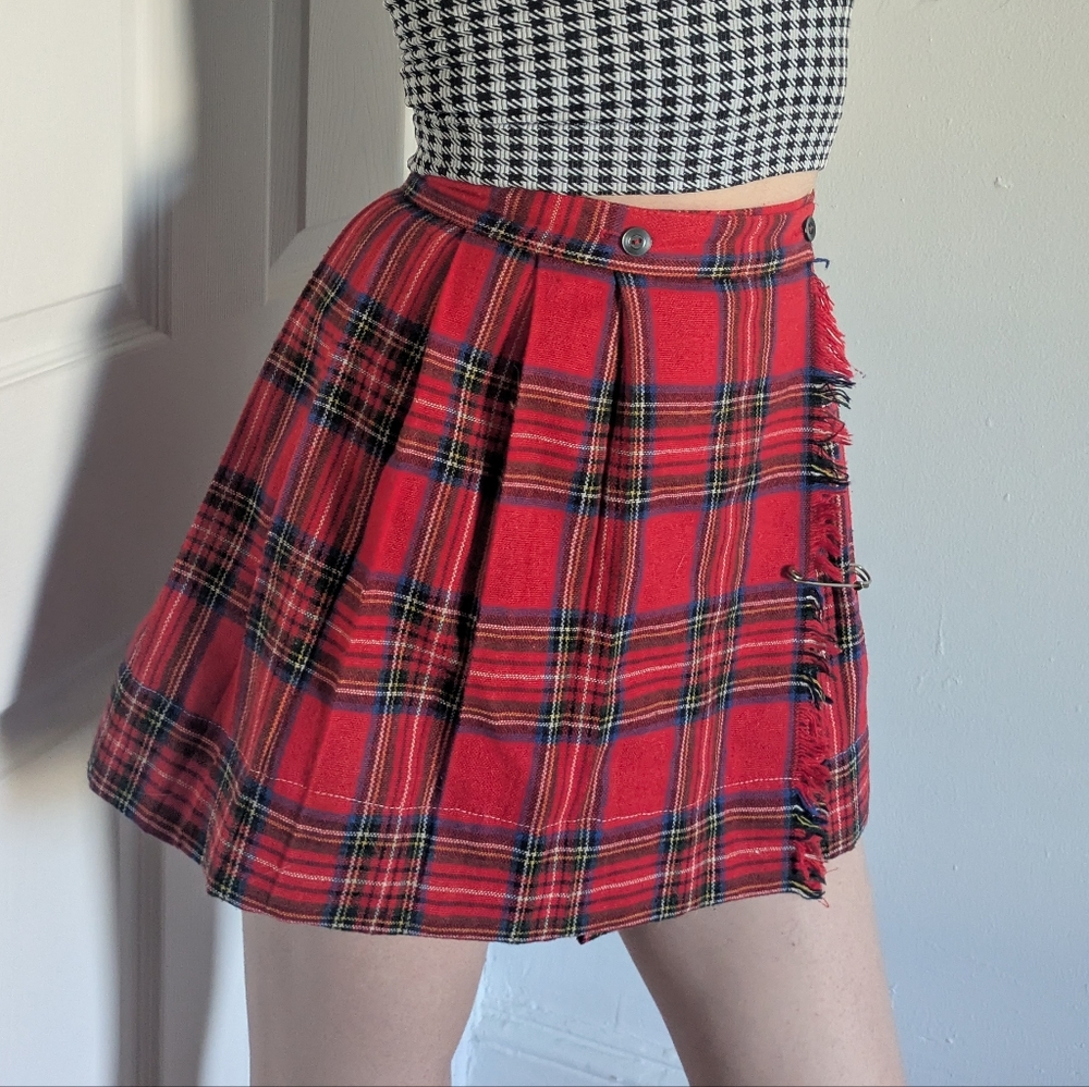 Vintage Wool Blend Wrap-around Kilt-style Skirt